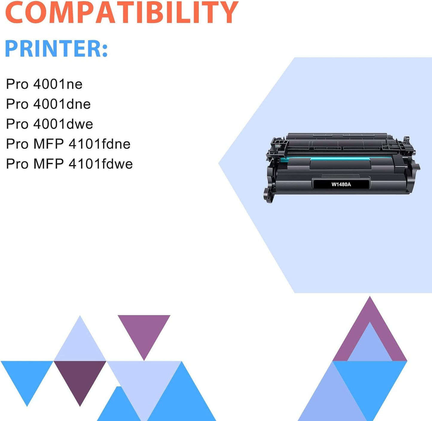 148A Toner Cartridge Black NO Chip Compatible Replacement for HP 148A W1480A 148X W1480X for HP Pro 4001dw 4001dn 4001n MFP 4101fdw 4101fdn Printer Ink (2 Packs )