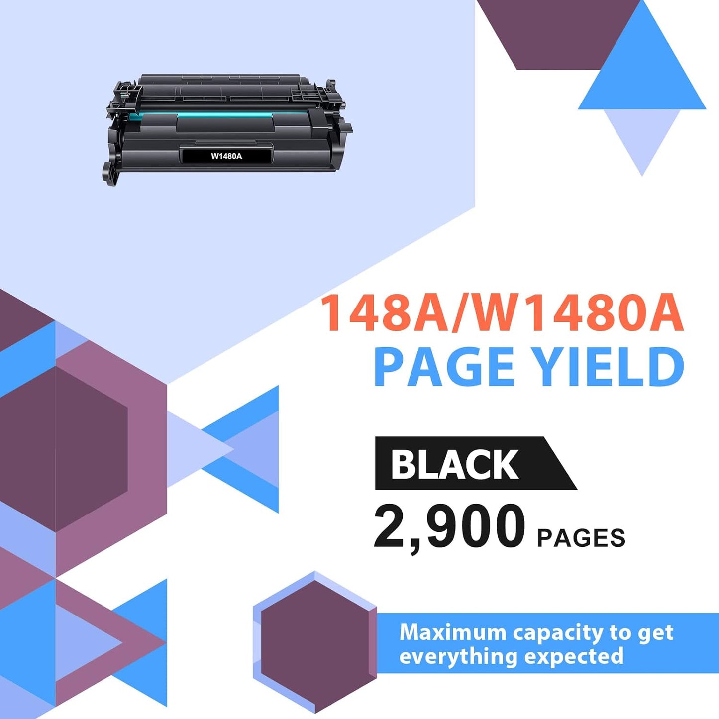 148A Toner Cartridge Black NO Chip Compatible Replacement for HP 148A W1480A 148X W1480X for HP Pro 4001dw 4001dn 4001n MFP 4101fdw 4101fdn Printer Ink (2 Packs )