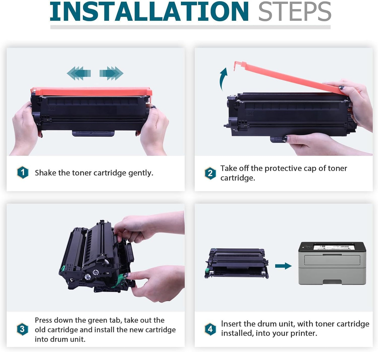 TN760 TN-760 High Yield Toner Cartridge 4-Pack Compatible Replacement for Brother TN760 TN730 TN-760 TN-730 TN 760 730 Black for HL-L2390DW DCP-L2550DW MFC-L2750DW MFC-L2710DW HL-L2370DW HL-L2395DW