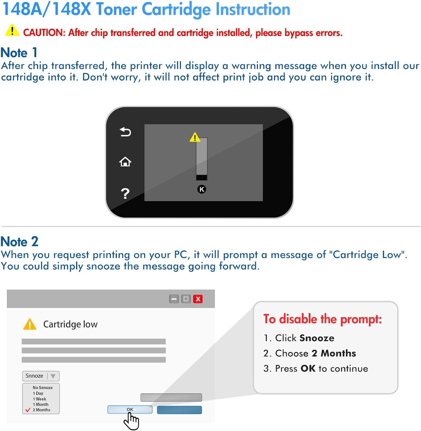 148A Toner Cartridge Black NO Chip Compatible Replacement for HP 148A W1480A 148X W1480X for HP Pro 4001dw 4001dn 4001n MFP 4101fdw 4101fdn Printer Ink (2 Packs )