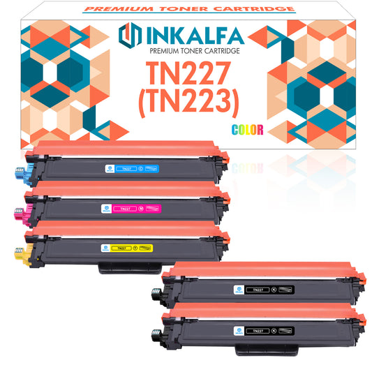 Inkalfa Compatible TN227 Toner Cartridge: Replacement for Brother TN227 TN223 TN-227 TN-223 TN227BK MFC-L3770CDW HL-L3290CDW HL-L3270CDW MFCL3750CDW MFC-L3710CW Printer (5PK TN-227BK/C/M/Y High Yield)