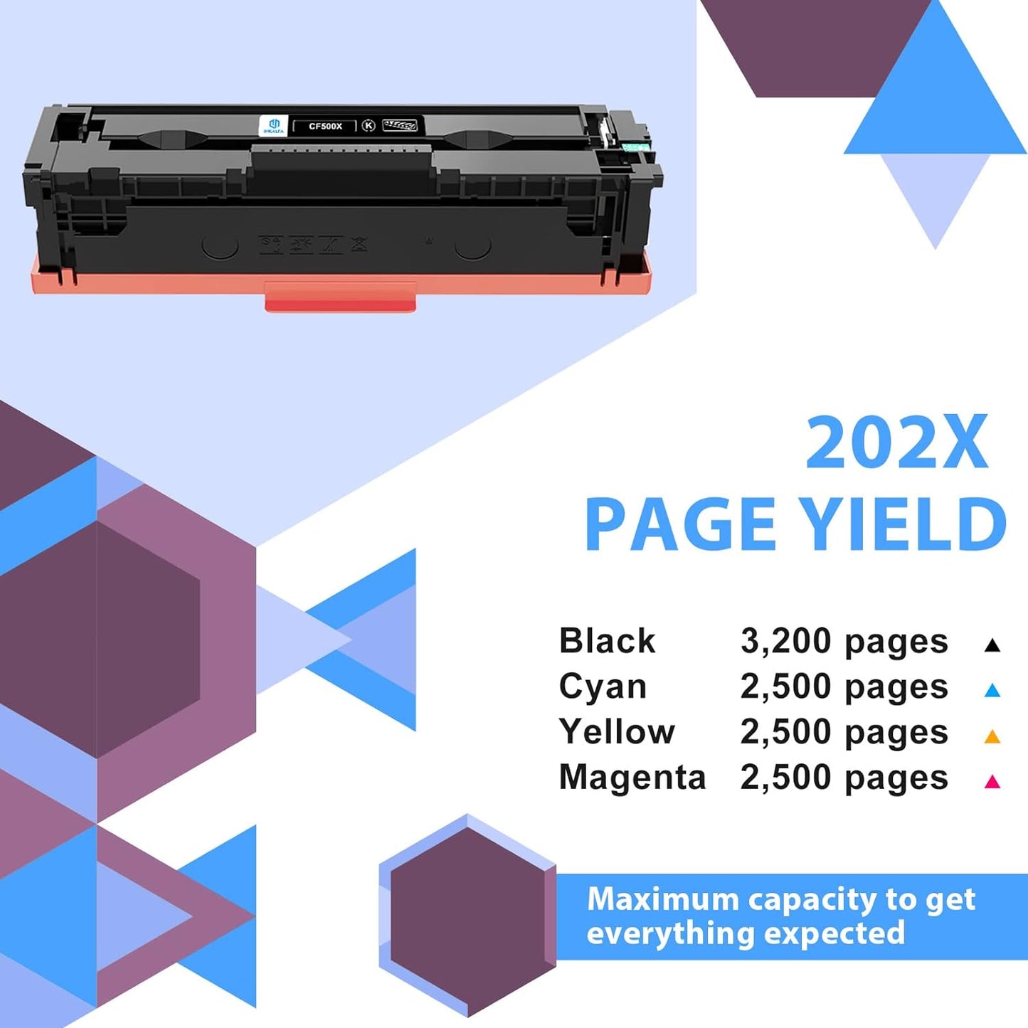 202X Toner 4 Pack High-Yield Replacement for HP 202X 202A CF500X CF501X CF502X CF503X for HP Color Laserjet Pro MFP M281fdw M281cdw M254dw M281fdn M281 Printer Ink Black Cyan Yellow Magenta With Chip