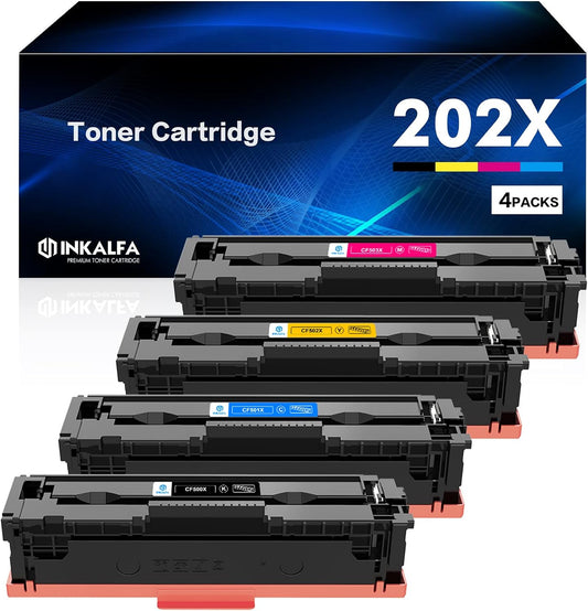 202X Toner 4 Pack High-Yield Replacement for HP 202X 202A CF500X CF501X CF502X CF503X for HP Color Laserjet Pro MFP M281fdw M281cdw M254dw M281fdn M281 Printer Ink Black Cyan Yellow Magenta With Chip