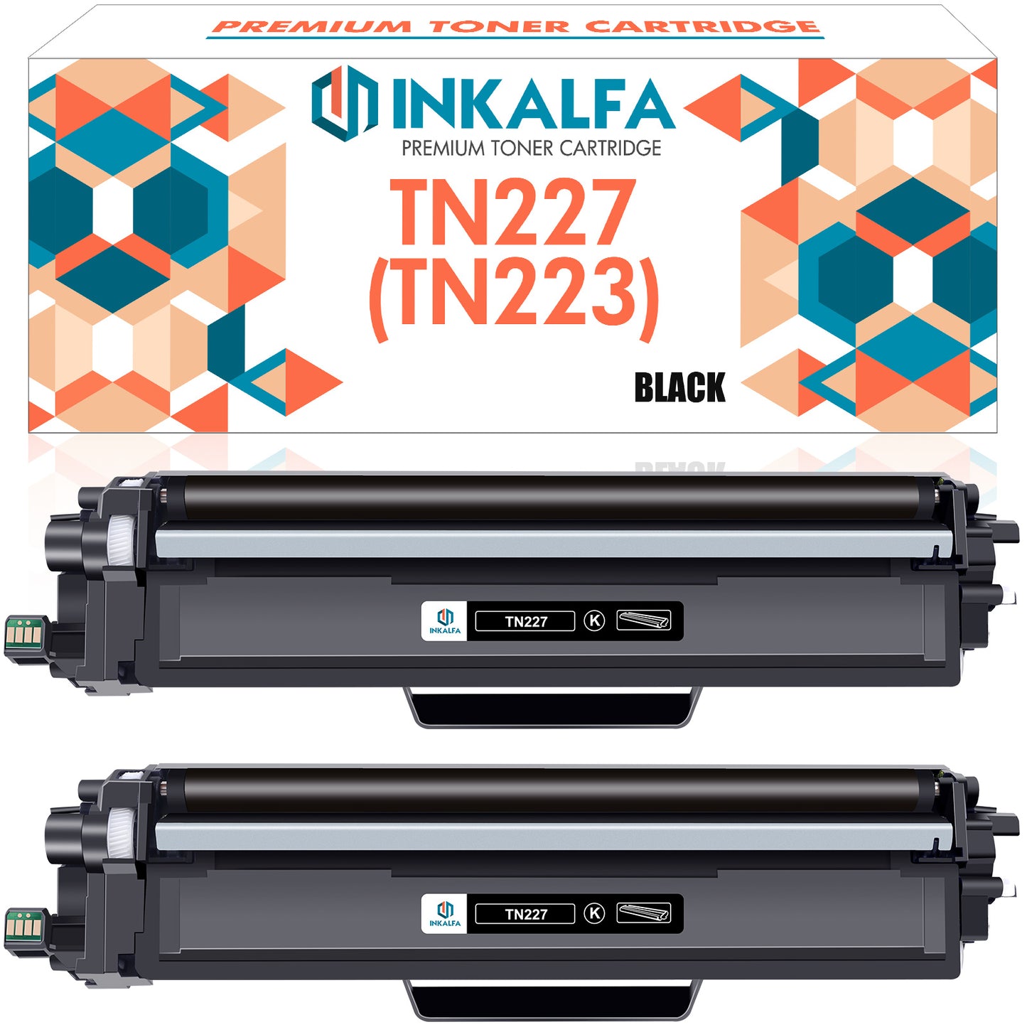 Brother Compatible TN227BK Black Toner Cartridge 2-Pack Combo