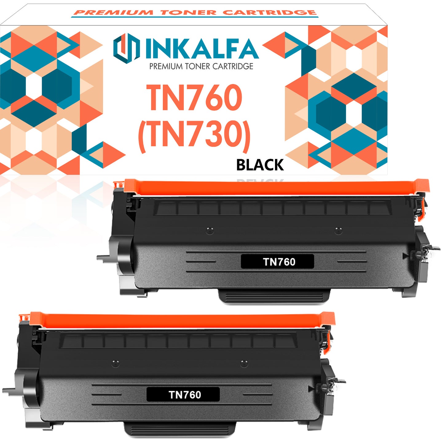 Brother Compatible TN760BK Black Toner Cartridge 2-Pack Combo